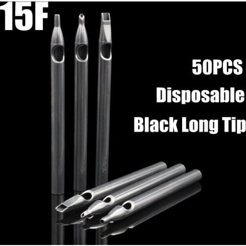 50PCS Black Tattoo Tips 15FT Disposable Plastic Tattoo Long Tips Nozzle Tube For Tattoo Supplies Free Shipping