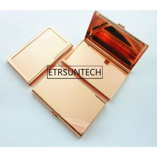 50pcs Rose Gold Business Name Credit ID Card Holder Metal Stainless Steel Pocket Box Case 95x60x9mm