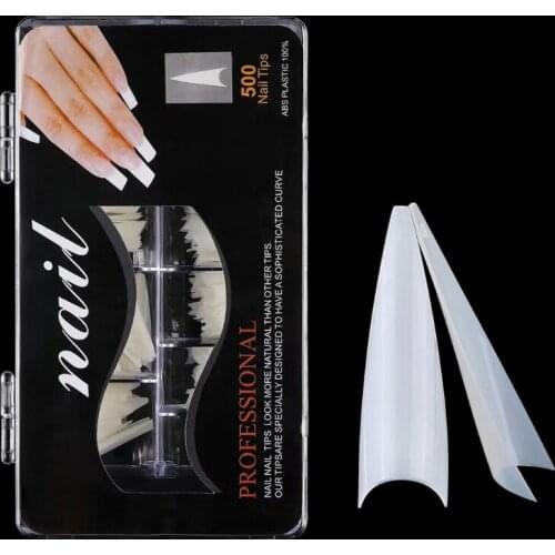 500pcs Natural Clear Gel Nail Manicure Decor Nail Art Tips Full Cover French Curve False Nails
