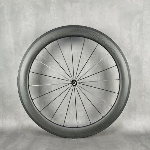 700C full carbon front wheels 60mm depth 25mm width clincher/Tubular Road bike carbon front wheelset with 3K matte finish