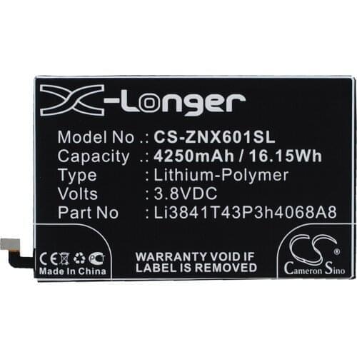 CS 4250mAh / 16.15Wh battery for ZTE Nubia X6, NX601J Li3841T43P3h4068A8