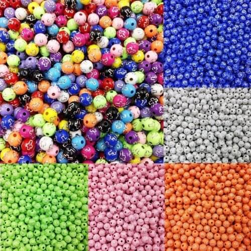 100Pcs 8mm Acrylic Cross Shiny Spacer Bead DIY Necklace Bracelet Loose Beads Jewelry Accessories Wholesale New Jewelry Making