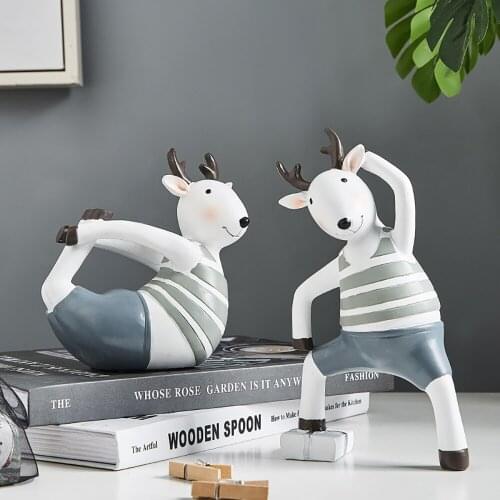 Yoga Cute Deer Desk Accessory Toy Gift for Children Home Decoration Kids Room Decor Home Decoration Accessories Easter Gift