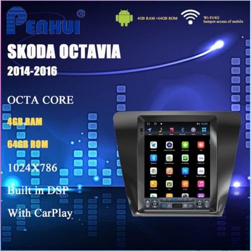 Tesla Car DVD for Skoda Octavia (2014-2016) Car Radio Multimedia Video Player Navigation GPS Android 10.0 FOR VOLKSWAGEN