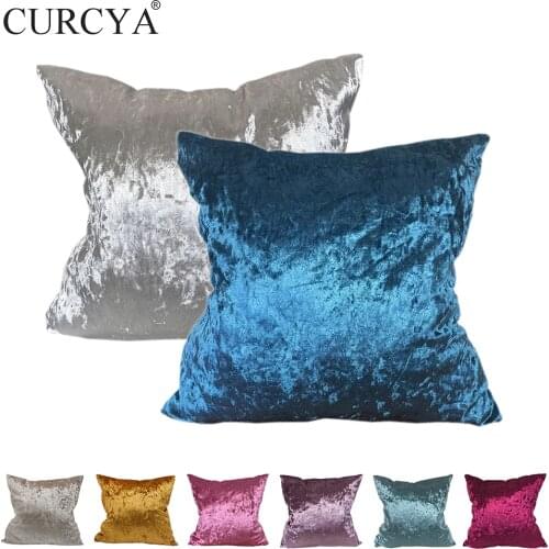 CURCYA Fashion Modern Shiny Throw Pillow Covers Ice Crushed Velvet Cushion Covers Solid Colors for Sofa Home Decor