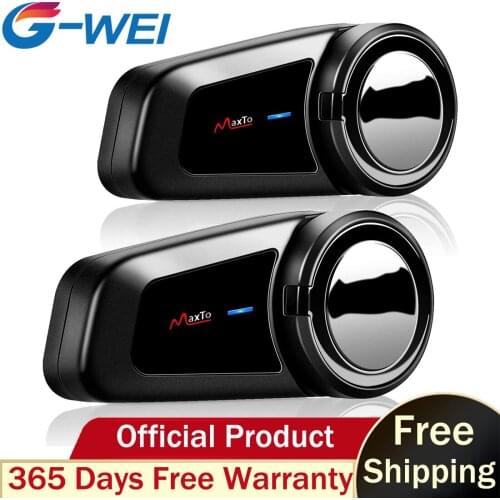 M2 Helmet Bluetooth Headset Intercom -Motorbike Helmet Communication Systems for 6-Riders Pairing Range-1000meters with FM Radio