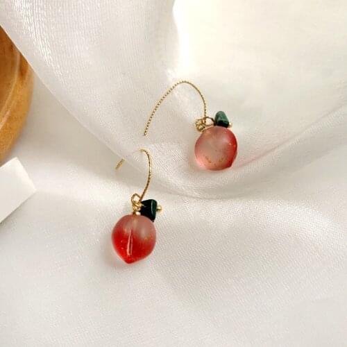 Bohemia Romantic Small Personality And Pure And Fresh Peach Pink Stud Earrings lovely Fruit Female Sell Like Hot Cakes Earring