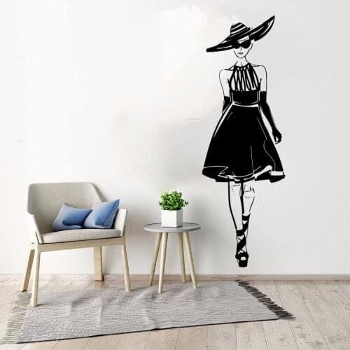 Large Sexy Girl Fashion Show Style Model Catwalk Wall Sticker Girl Room Bedroom Fashion Woman Bag Dress Window Wall Decal Vinyl