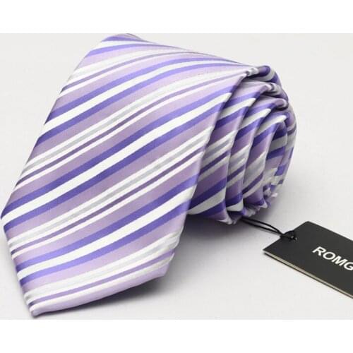 2019 High Grade Brand Dress Tie Mens Business Professional Formal Ties 9CM Wide Violet Striped Interview Necktie wish Gift BOX
