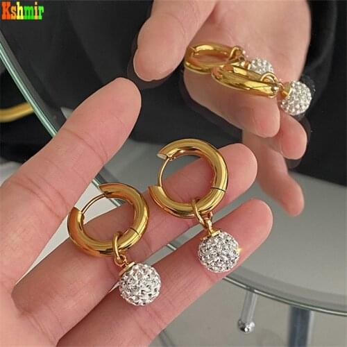 Kshmir Geometric ball earring buckle metal stainless steel earrings fashion temperament earrings retro earrings women