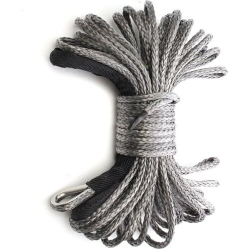 Tool Winch Rope Cord Equipment Synthetic Tow With Sheath Gray High Strength
