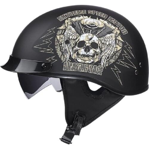 Classic Motorcycle Vintage Retro Scooter Half Helmet Casco Moto Helmet Moto Skull Capacete Motorbike Riding Helmet Casque Moto