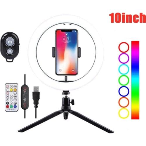 10 Inch RGB Ring Light With Desktop Tripod Phone Clip Selfie Colorful Photography Lighting for YouTube Short Video Live