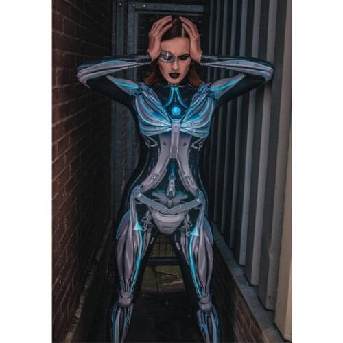 Halloween 2021 Robot Skull Costume Stage Cosplay Costume Carnival Costume Sexy Tight-Fitting Sci-Fi Show Bodysuit