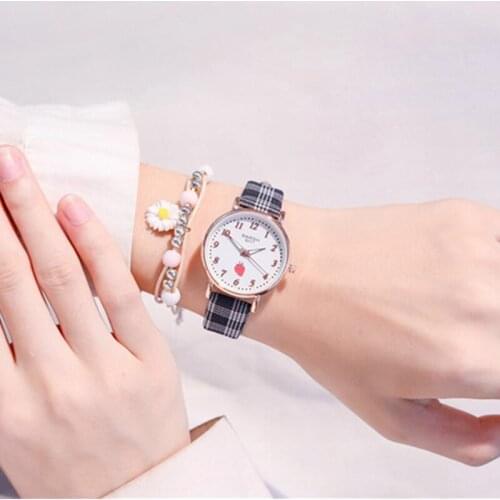 Ins simple temperament forest girl literary lattice cute strawberry dial small fresh and compact girl watch