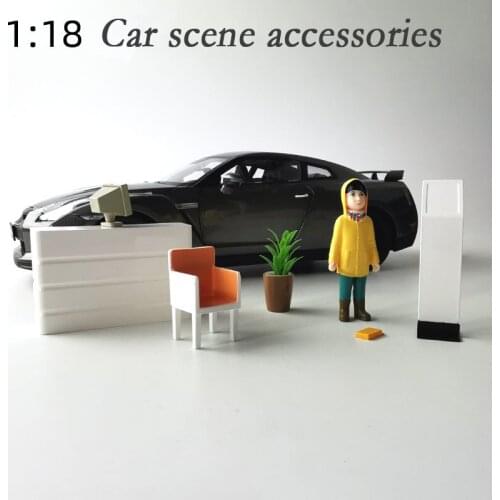 1/18 Window Boy Car Model Scene Maintenance Scene Flower Pot Chair Display Sand Table Mini Toy Set Boy Static Display Gift