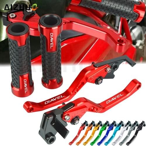 Motorcycle Accessories CNC Short Brake Clutch Levers 7/8'' Handlebar Grip FOR DUCATI DIAVEL CARBON 2011-2015 2014 2013 2012 Logo