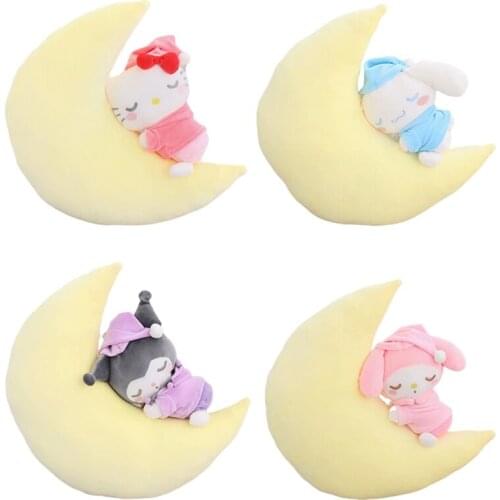 Cartoon Plush Toys Stuffed Animals Kullomi Cinnamoroll Melody KT Cat Anime Moon Pillow Kawaii Soft Plushie Doll Kids Toy Gifts