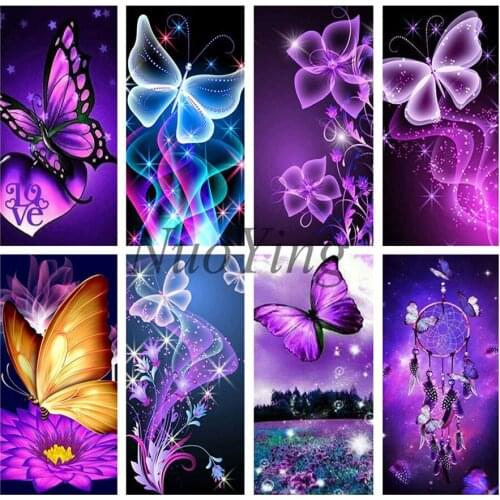 Full Square/round Purple Landscape Butterfly Diy Diamond Painting Embroidery Mosaic Kit Cross Stitch Home Decoration