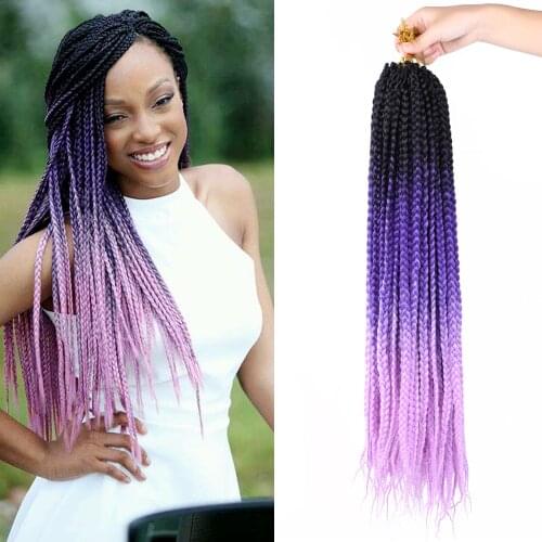 Natifah Synthetic Hair Extensions Braiding Crochet Box Braids 24 Inch 100g Ombre Afro High Temperature Fiber Pre Stretched Hair