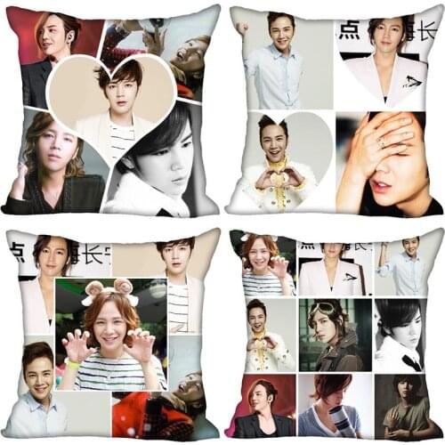 New Arrival Jang Keun Suk Kpop Pillowcase Bedroom Home Decorative Gift Pillow Cover Square Zipper Pillow Cases Satin Fabric Soft