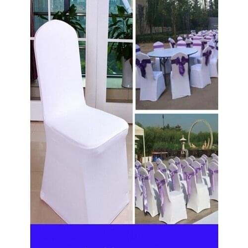 Wholesale Universal White Polyester Spandex Wedding Chair Covers for Weddings Banquet Folding Hotel Decoration Decor 100pcs/lot