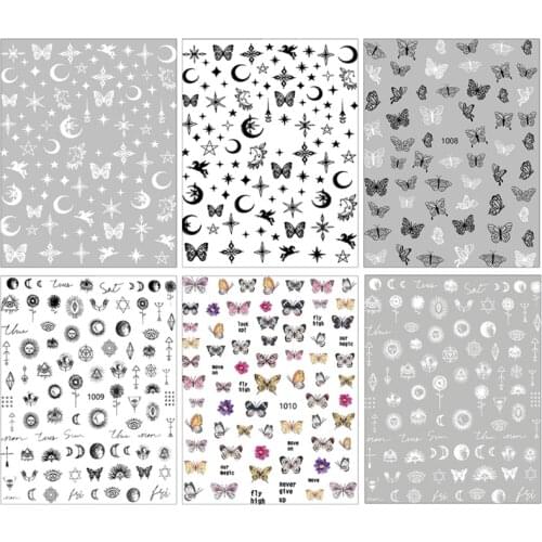 Nail Art Stickers Water Transfer DIY Nail Decals Butterfly Flowers Feathers Transfer Watermark Nail Stickers for Nails 27RC