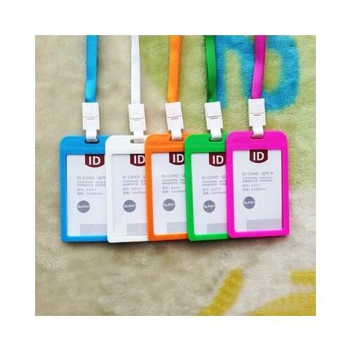 Candy Color Plastic Badge Card Holder PVC Cute Pink Students Bus Card Case Exhibition Certificate Card Cover Work Tag Holder