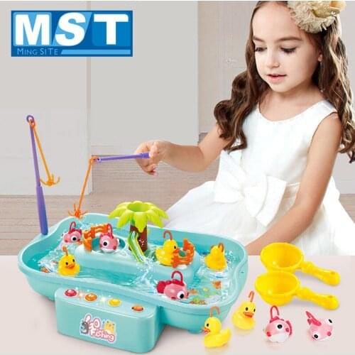Educational Outdoor Novel Toys Electric Water Cycle Musical Rotating Fishing Toy Set Lights Interactive Table Games For Children