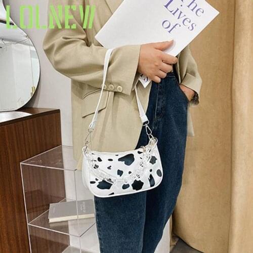 Women Vintage Shoulder Bag Cow Pattern Spotted Fashion Bag Popular Underarm Shoulder Bag Ladies Tote PU Leather Handbag Dropship