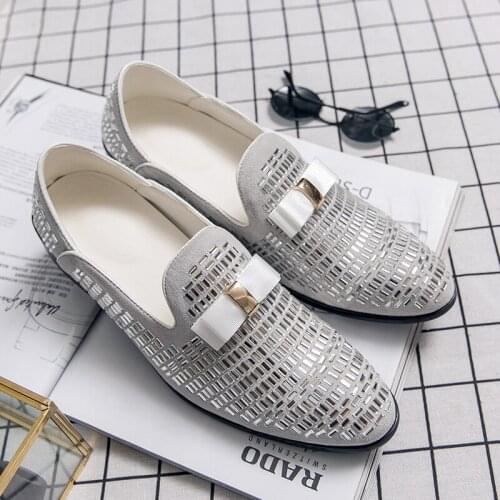 New large mens personality Sequin shoes mens casual dress shoes summer youth fashion trend leisure brocade shoes mens shoes CI