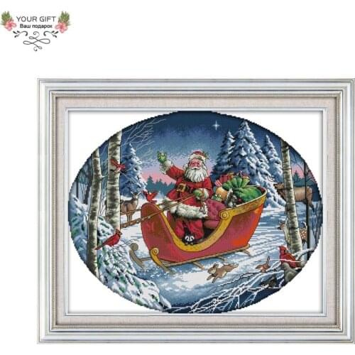 Joy Sunday R938 14CT 11CT Counted and Stamped Home Decoration Santa Claus Cross Stitch kits