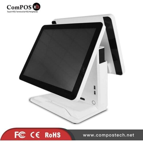 High quality double 15 inch screen pos system Touch sceern pos machine price All in one touch pos computer windows pos