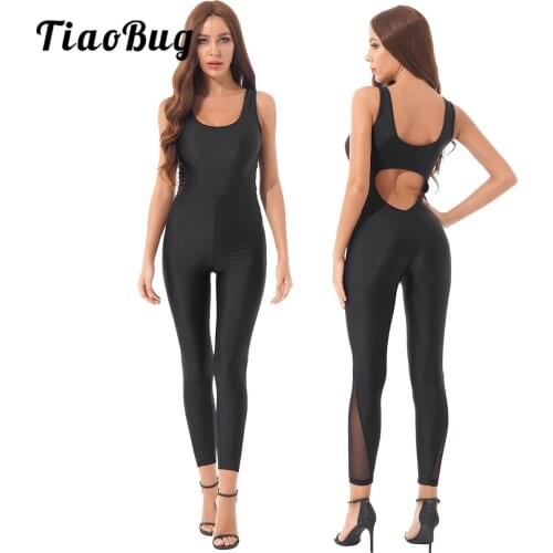 Women One Piece Tank Unitard Ballet Gymnastics Leotard Jumpsuit Dance Costumes Full Length Workout Tight Bodysuit Plus Size
