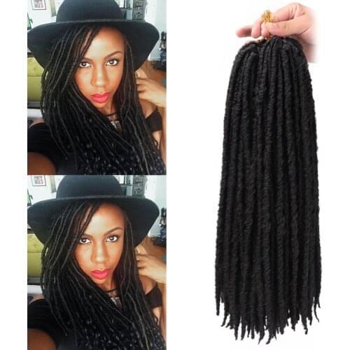 20"inch Straight Goddess Faux Locs Crochet Braids Natural Synthetic Hair Extension 18 stands/Pack Heat Resistant Hair