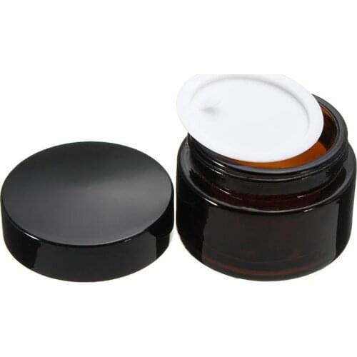 20pcs 20g/20ml Amber Glass Round Clear Jars with Lids for Lip Balms, Creams, Make Up, Cosmetics, Samples, Ointments