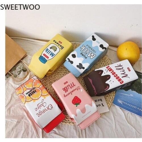 2021 Summer New Printed Fruit Pu Small Shoulder Bag Girl Cute Cartoon Strawberry Banana Milk Shoulder Bag