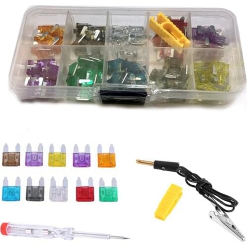 3A-35A Assortment Mini Blade Fuse + + Test pen Assortment Micro Set Kit For Car Auto Truck 100Pcs/Set