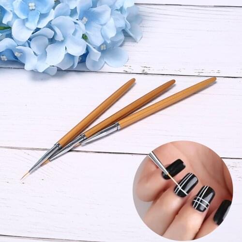 3Pcs Gold Nail Art Lines Painting Pen Brush Professional 3D Design Manicure Drawing Tool B0015