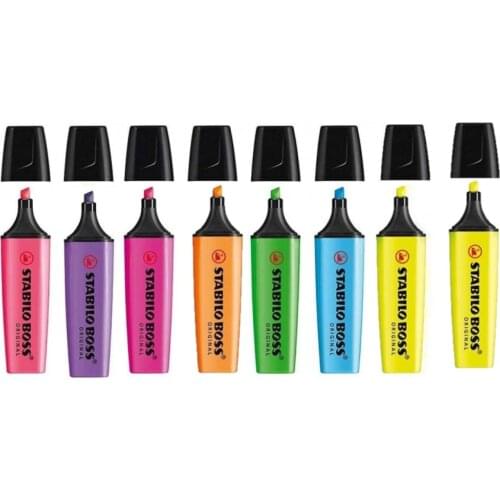 8 Pcs. Stabilo Boss Fluorescent Mixed Colors Permanent Ink Marker Set Brillant Highligter Writing Art Pen