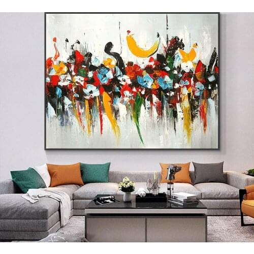 Abstract Colorful Flower Oil Painting 100% Hand Painted On Canvas Thick Palette Knife Painting Wall Art For Home Decoration