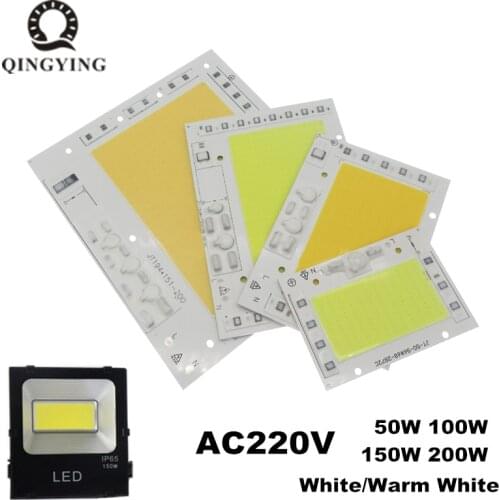 AC220V LED COB 50W 100W 150W 200W Floodlight Module Aluminum Plate White/Warm Chips Smart IC Driver For Spotlight Lamps