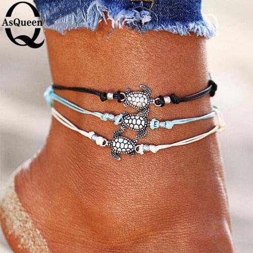 Bohemian Sea Turtles Charms Bracelets Anklets For Women Summer Beach Foot Chain Jewelry Gifts