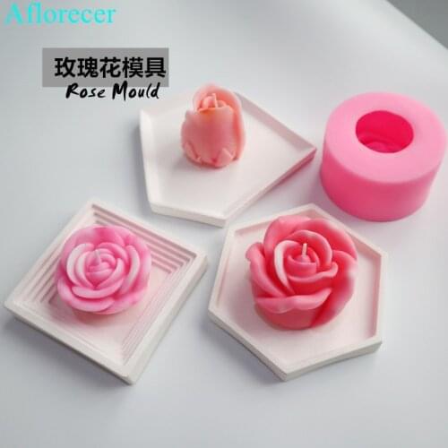 Large Flower Bloom Rose Shape 3D Soap Mould Chocolate Mold Rose Aroma Candle Mould Handmade Soap Mould DIY Accessories Mould