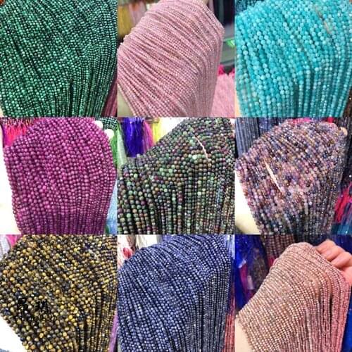 Small Beads Natural Stone Gem Beads 2 3 4 mm Section Loose Beads for Jewelry Making Necklace DIY Bracelet 38cm