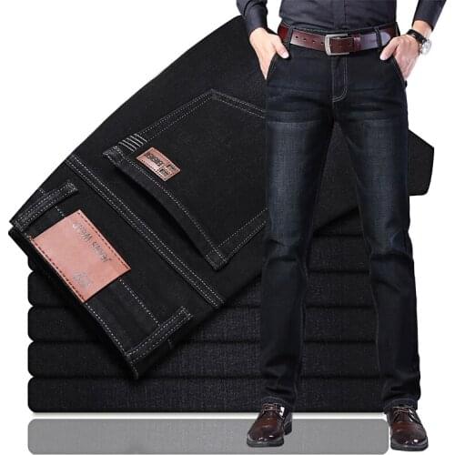 Black Jeans For Men Straight Trousers Male High Quality Soft Slim Fit Business Denim Designer Casual Biker Pants Pantalon Hombre