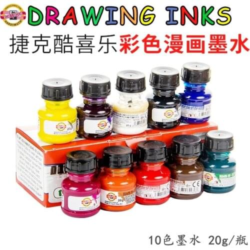 Czech Original Color Cartoon Ink / Drawing Painting Quick Drying Waterproof Red Yellow Blue Green White Black Ink 20g / Bottle