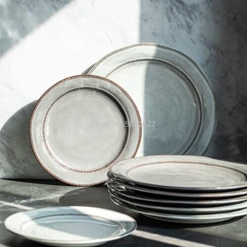European Style Ceramic Dishware Food Steak Stunning Plate Household Fresh Fruit Salad Bowl Plate Porcelain Dinnerware