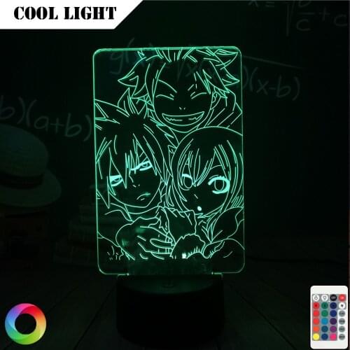 Anime Figures Fairy Tail 3D LED Night Lights Color Changing Natcu Lucy Toys Action Figma Model Lampara Decor Home Juguetes Doll