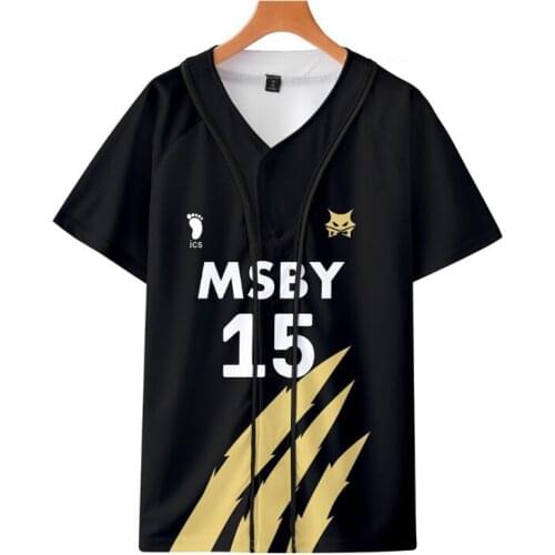Anime Haikyuu Cosplay Costume MSBY Black Jackals Volleyball Club 3D Print Baseball T Shirt Men Casual Sportswear Jerseys Uniform